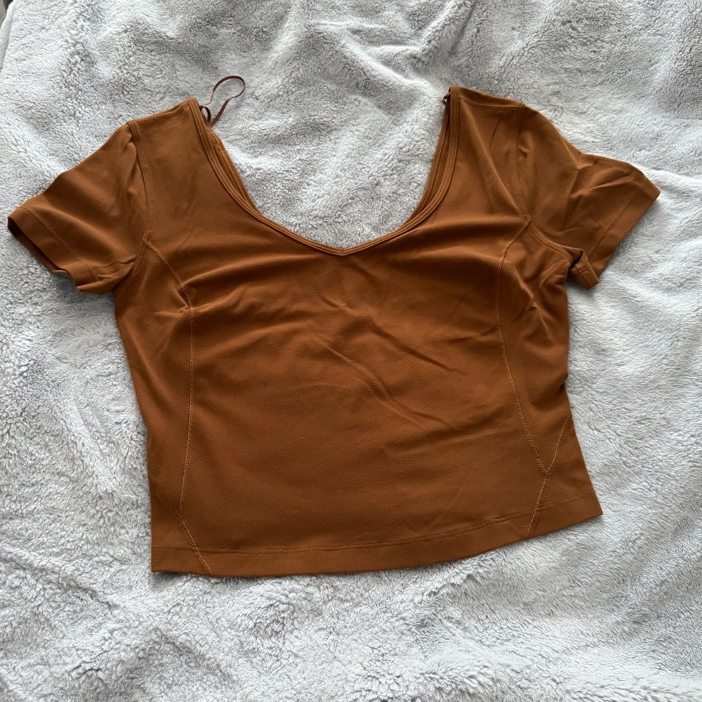 lululemon athletica Rust Brown Scoop Neck Crop Top